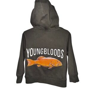 Young Bloods Olive Green Coral Fish Graphic Hoodie Sweatshirt Sz 2 Kid Australia
